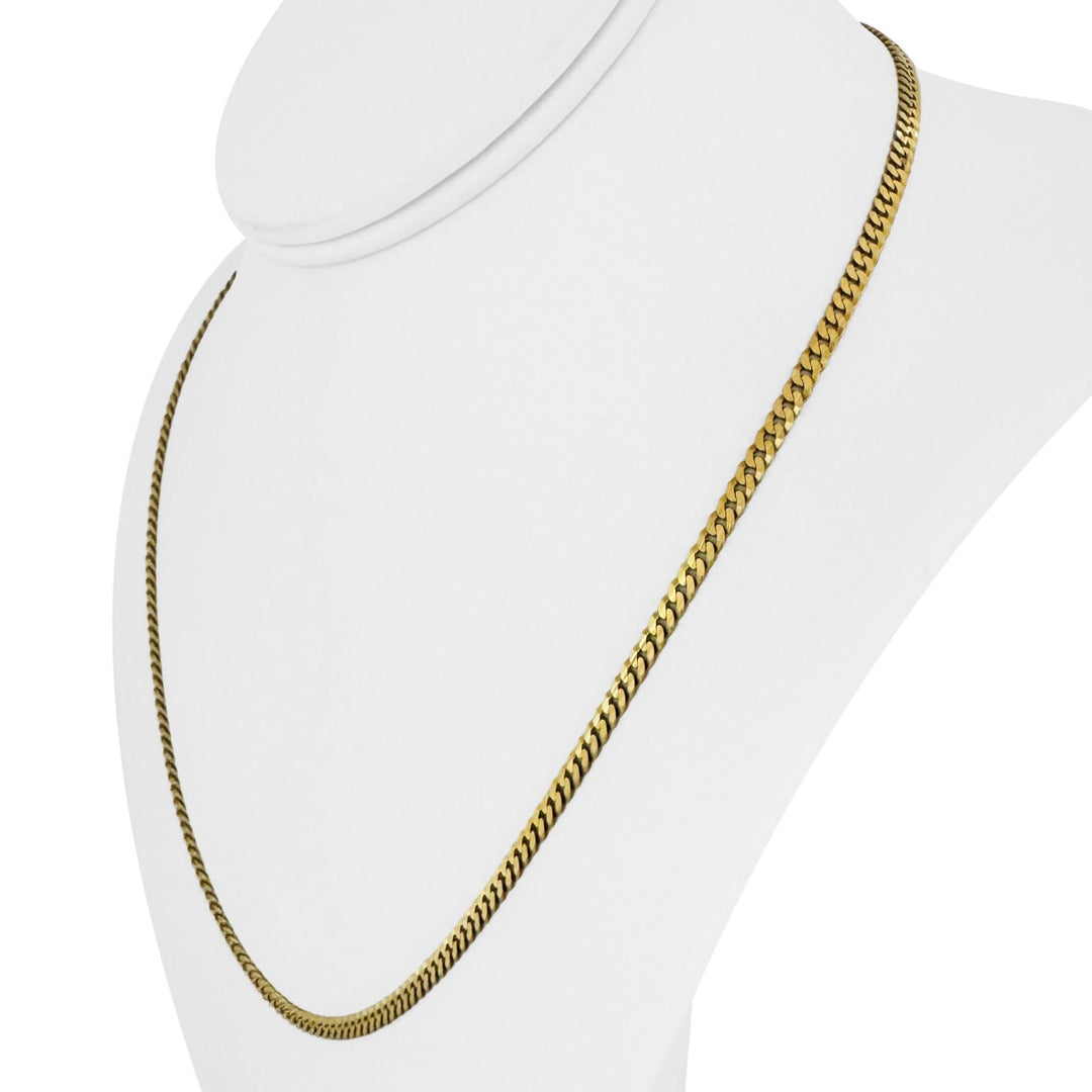 10k Yellow Gold 8.5g Solid Flat Thin 3mm Curb Link Chain Necklace Italy 20"