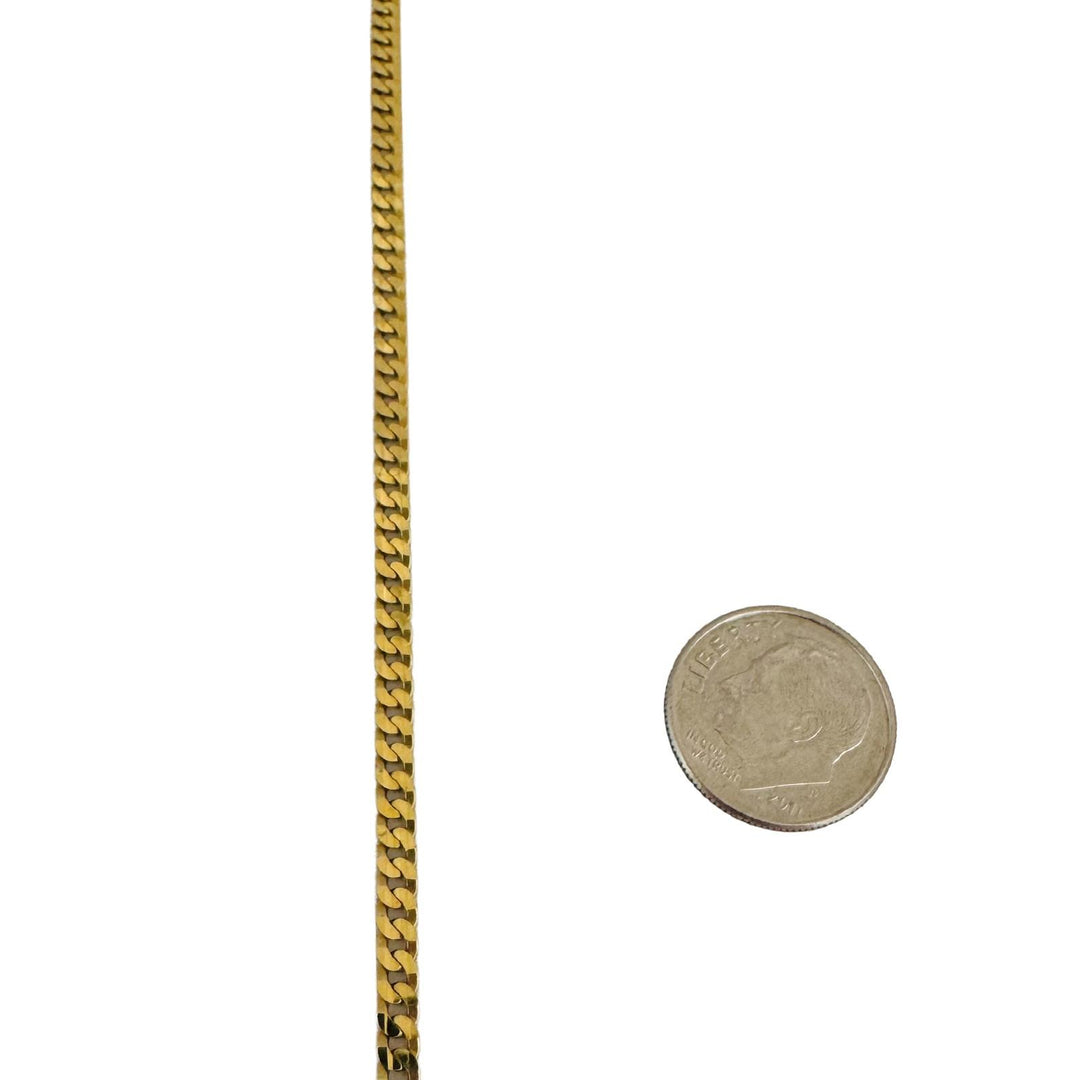 10k Yellow Gold 8.5g Solid Flat Thin 3mm Curb Link Chain Necklace Italy 20"