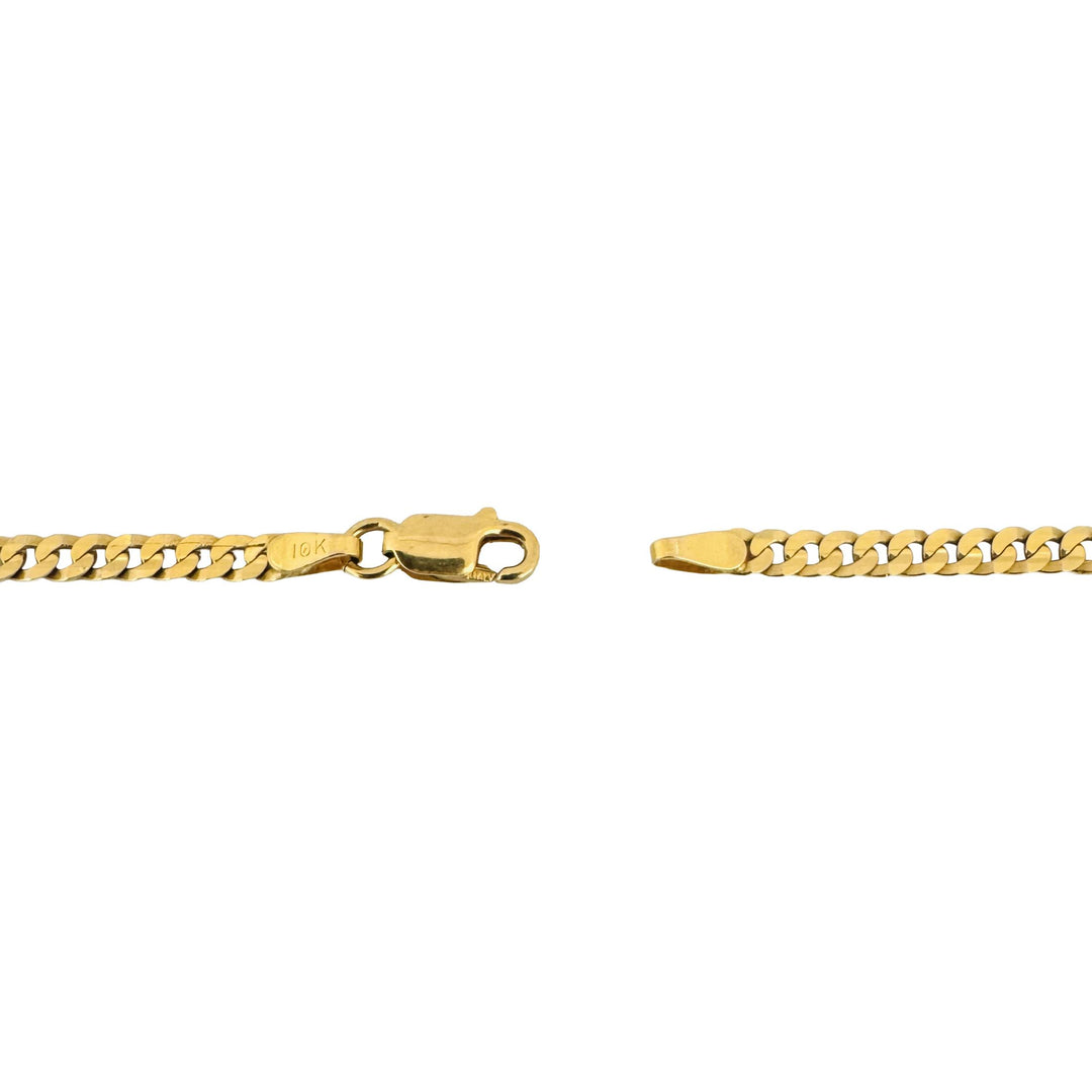 10k Yellow Gold 8.5g Solid Flat Thin 3mm Curb Link Chain Necklace Italy 20"