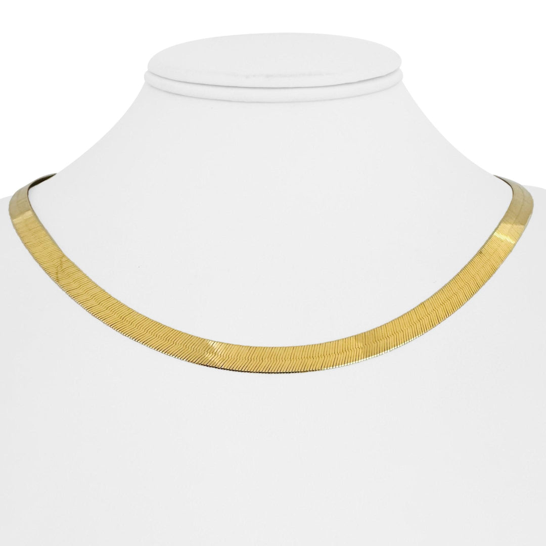 10k Yellow Gold 11.4g Solid Flat Silky 6mm Herringbone Link Necklace Italy 18"