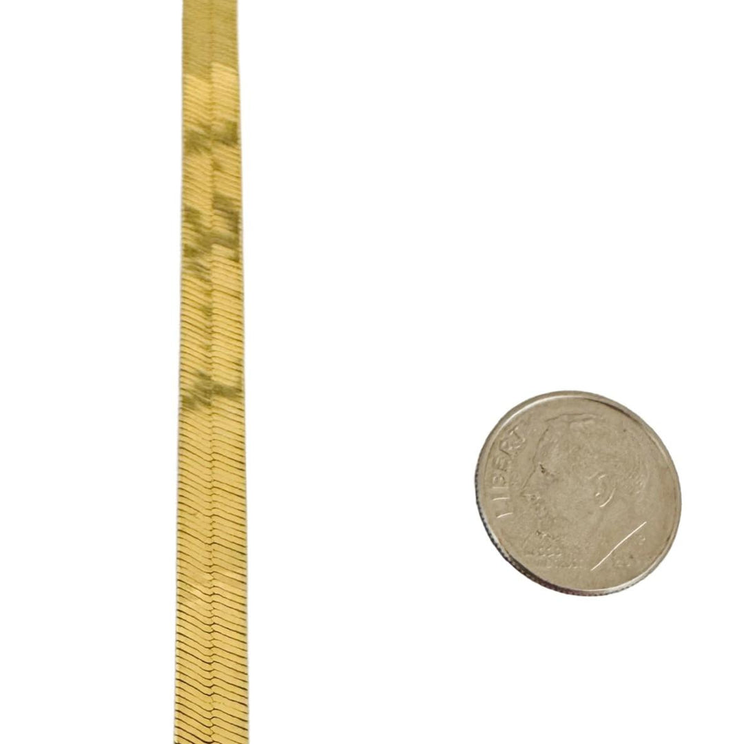 10k Yellow Gold 11.4g Solid Flat Silky 6mm Herringbone Link Necklace Italy 18"