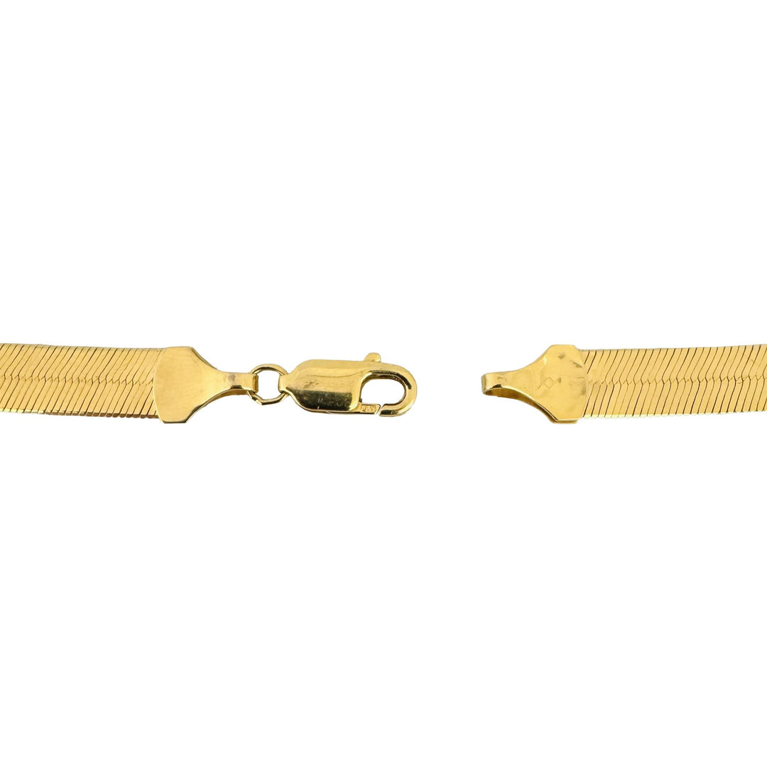 10k Yellow Gold 11.4g Solid Flat Silky 6mm Herringbone Link Necklace Italy 18"