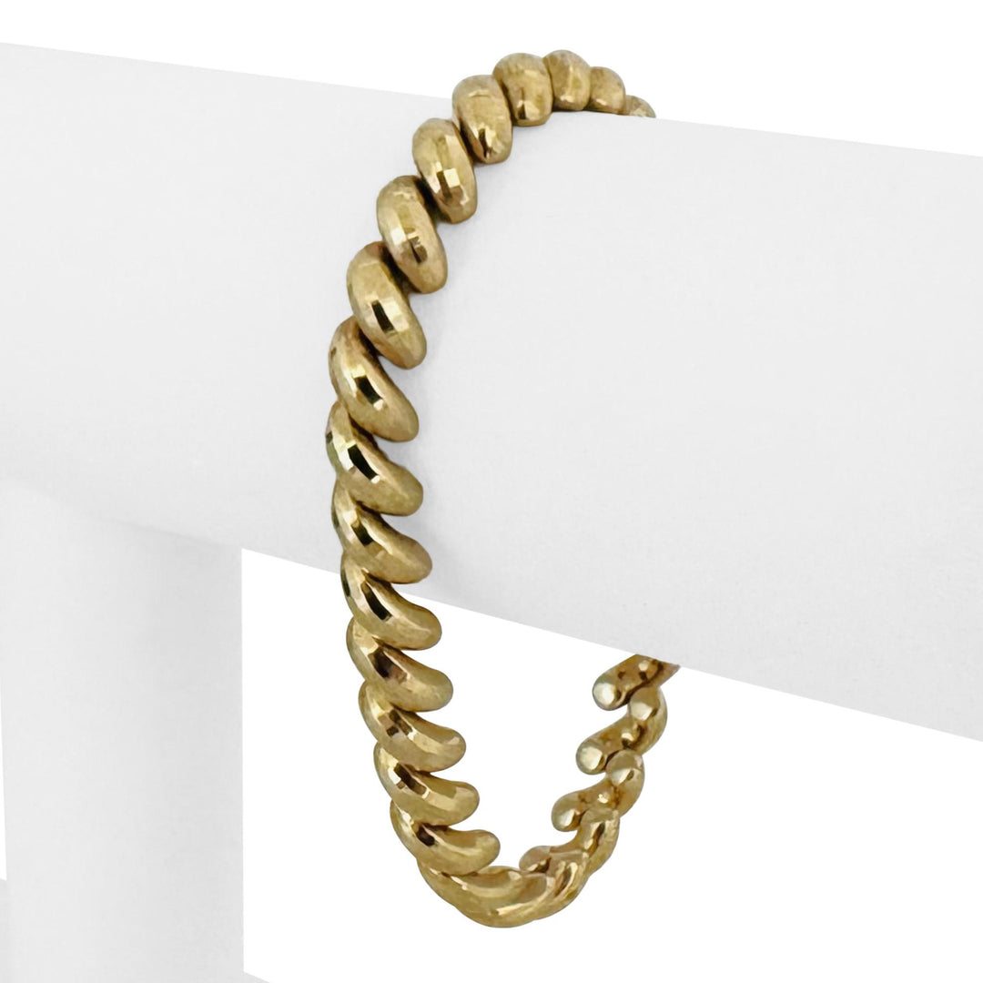 10k Yellow Gold 11.8g Faceted Ladies 7.5mm San Marco Link Bracelet 7"
