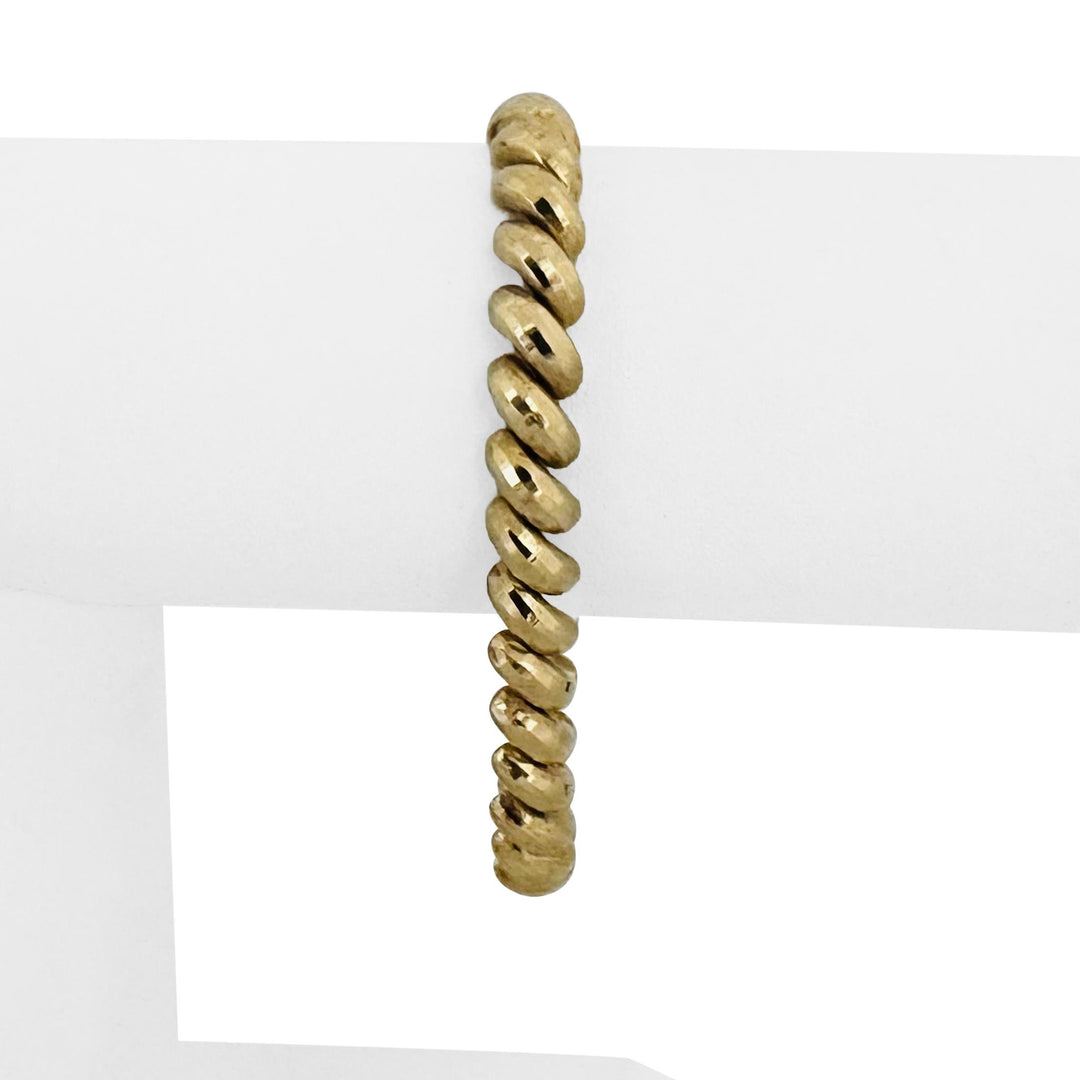 10k Yellow Gold 11.8g Faceted Ladies 7.5mm San Marco Link Bracelet 7"