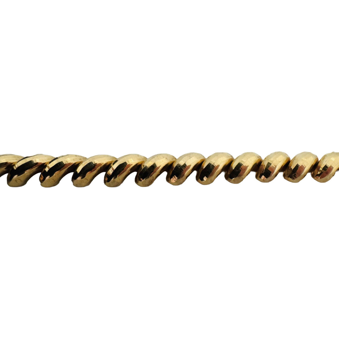 10k Yellow Gold 11.8g Faceted Ladies 7.5mm San Marco Link Bracelet 7"