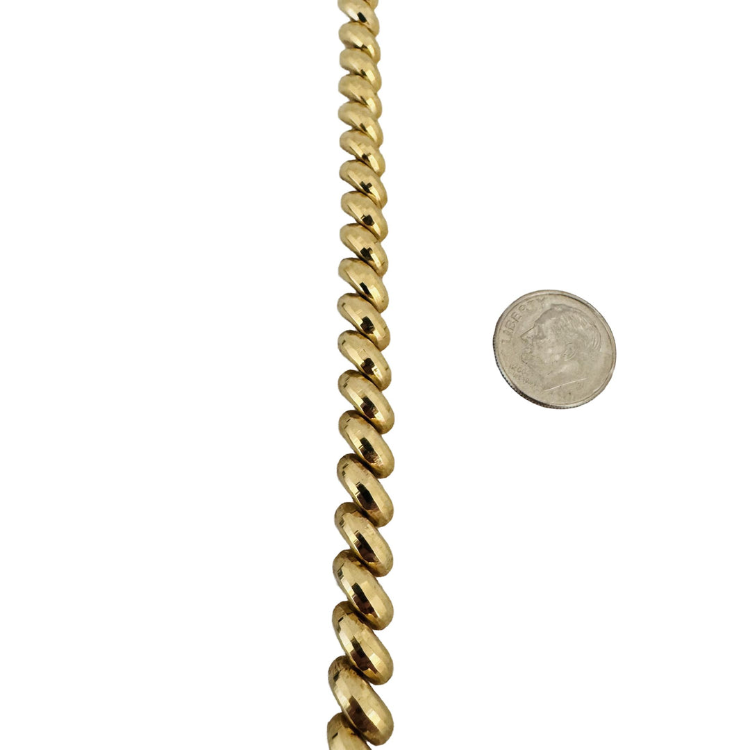 10k Yellow Gold 11.8g Faceted Ladies 7.5mm San Marco Link Bracelet 7"