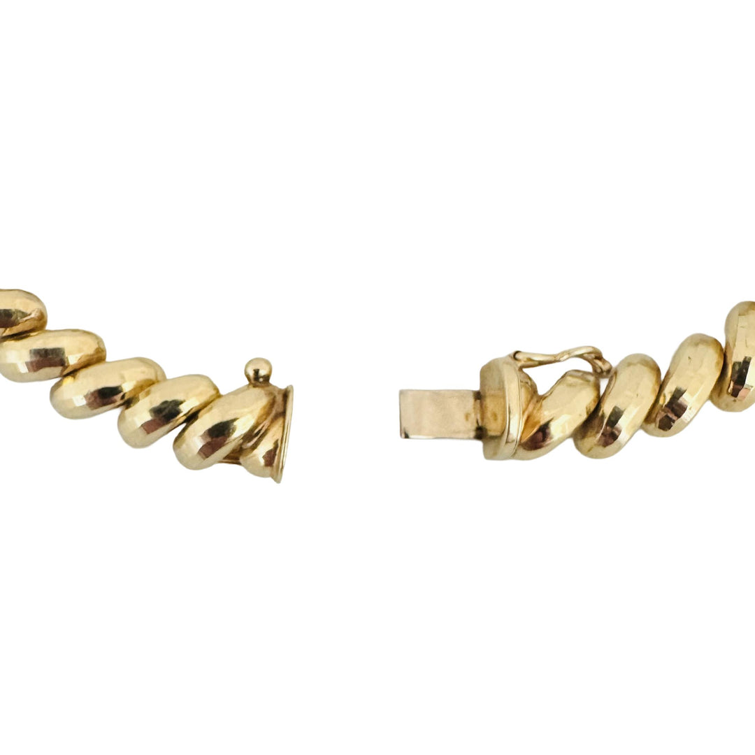 10k Yellow Gold 11.8g Faceted Ladies 7.5mm San Marco Link Bracelet 7"