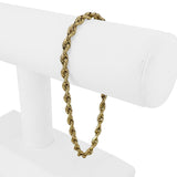 10k Yellow Gold 10.3g Solid Diamond Cut Men's 4mm Rope Bracelet 9"