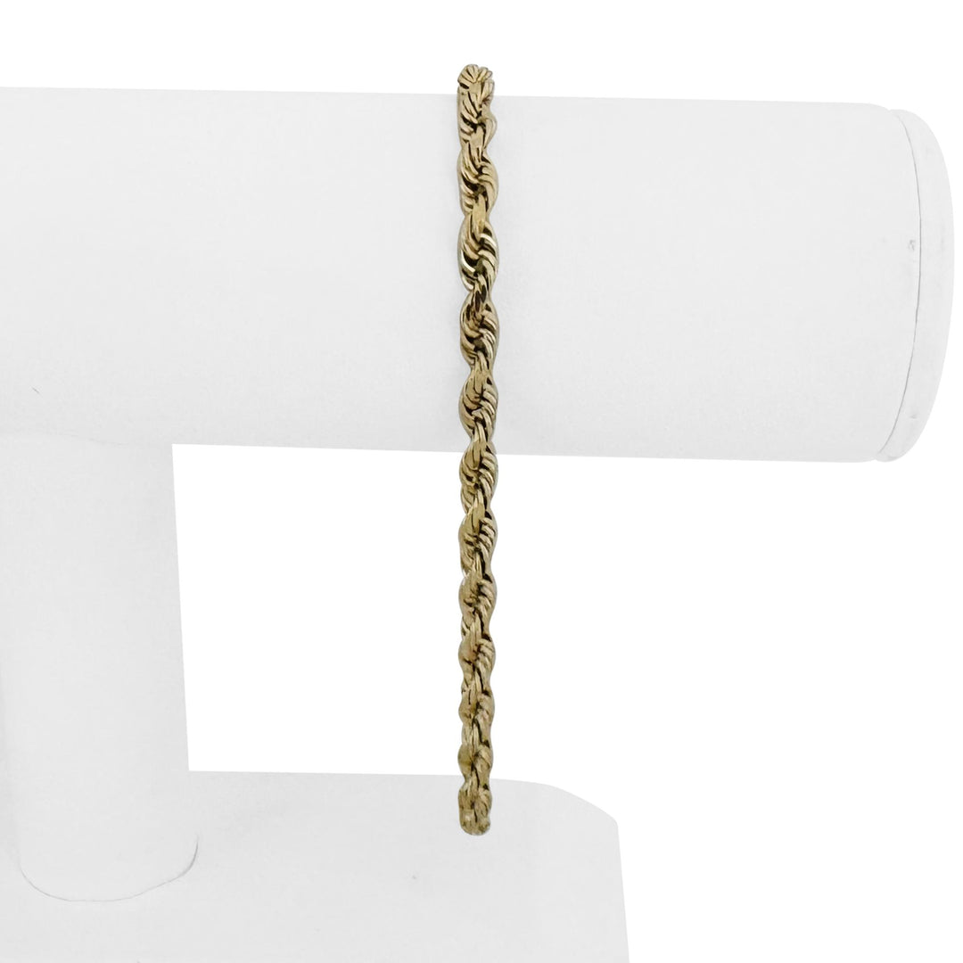 10k Yellow Gold 10.3g Solid Diamond Cut Men's 4mm Rope Bracelet 9"