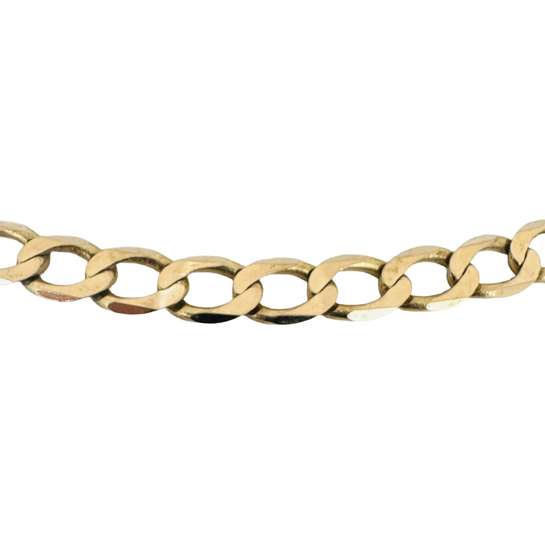 10k Yellow Gold 28g Solid Squared 7.5mm Curb Link Chain Necklace Italy 21"