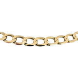10k Yellow Gold 28g Solid Squared 7.5mm Curb Link Chain Necklace Italy 21"