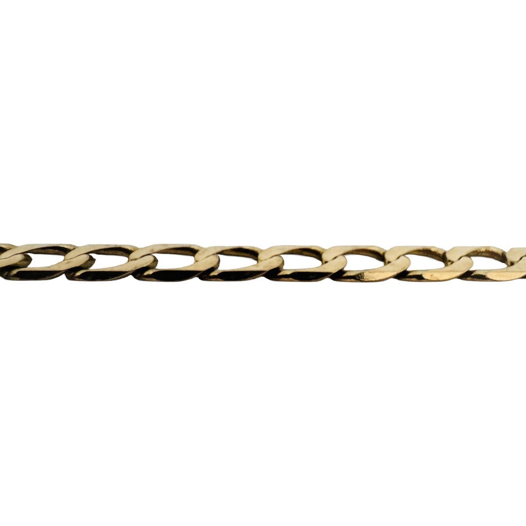 10k Yellow Gold 28g Solid Squared 7.5mm Curb Link Chain Necklace Italy 21"