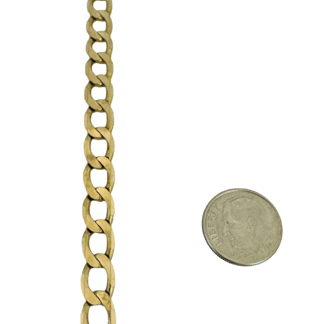 10k Yellow Gold 28g Solid Squared 7.5mm Curb Link Chain Necklace Italy 21"