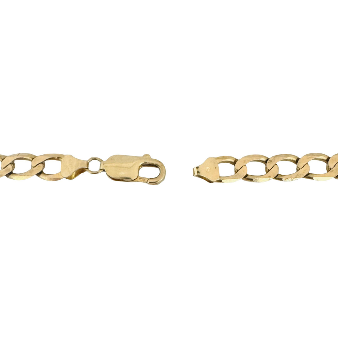 10k Yellow Gold 28g Solid Squared 7.5mm Curb Link Chain Necklace Italy 21"