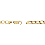 10k Yellow Gold 28g Solid Squared 7.5mm Curb Link Chain Necklace Italy 21"