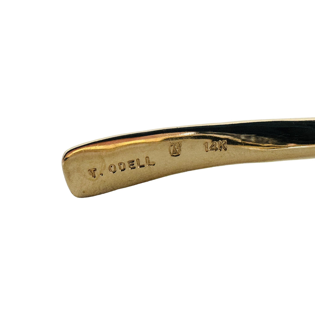 Tom Odell 14k Yellow Gold 20g Solid Hammered Abstract Cuff Bracelet 7"