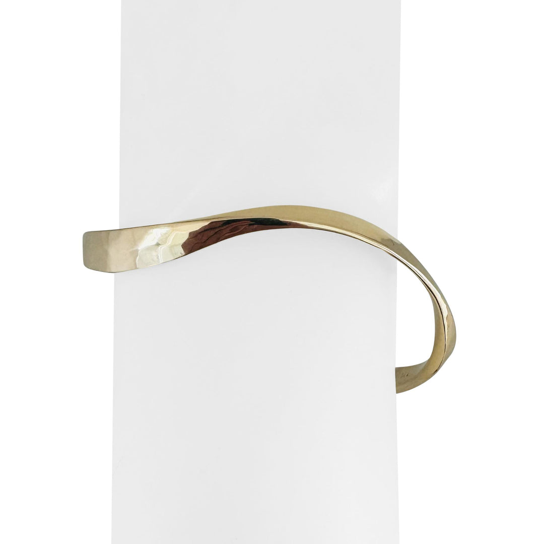 Tom Odell 14k Yellow Gold 20g Solid Hammered Abstract Cuff Bracelet 7"