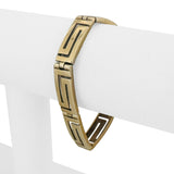 14k Yellow Gold 23.8g Solid Vintage 9mm Greek Key Panel Link Bracelet 6.75"