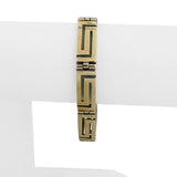 14k Yellow Gold 23.8g Solid Vintage 9mm Greek Key Panel Link Bracelet 6.75"