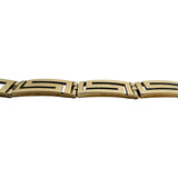 14k Yellow Gold 23.8g Solid Vintage 9mm Greek Key Panel Link Bracelet 6.75"
