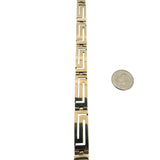 14k Yellow Gold 23.8g Solid Vintage 9mm Greek Key Panel Link Bracelet 6.75"