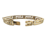 14k Yellow Gold 23.8g Solid Vintage 9mm Greek Key Panel Link Bracelet 6.75"