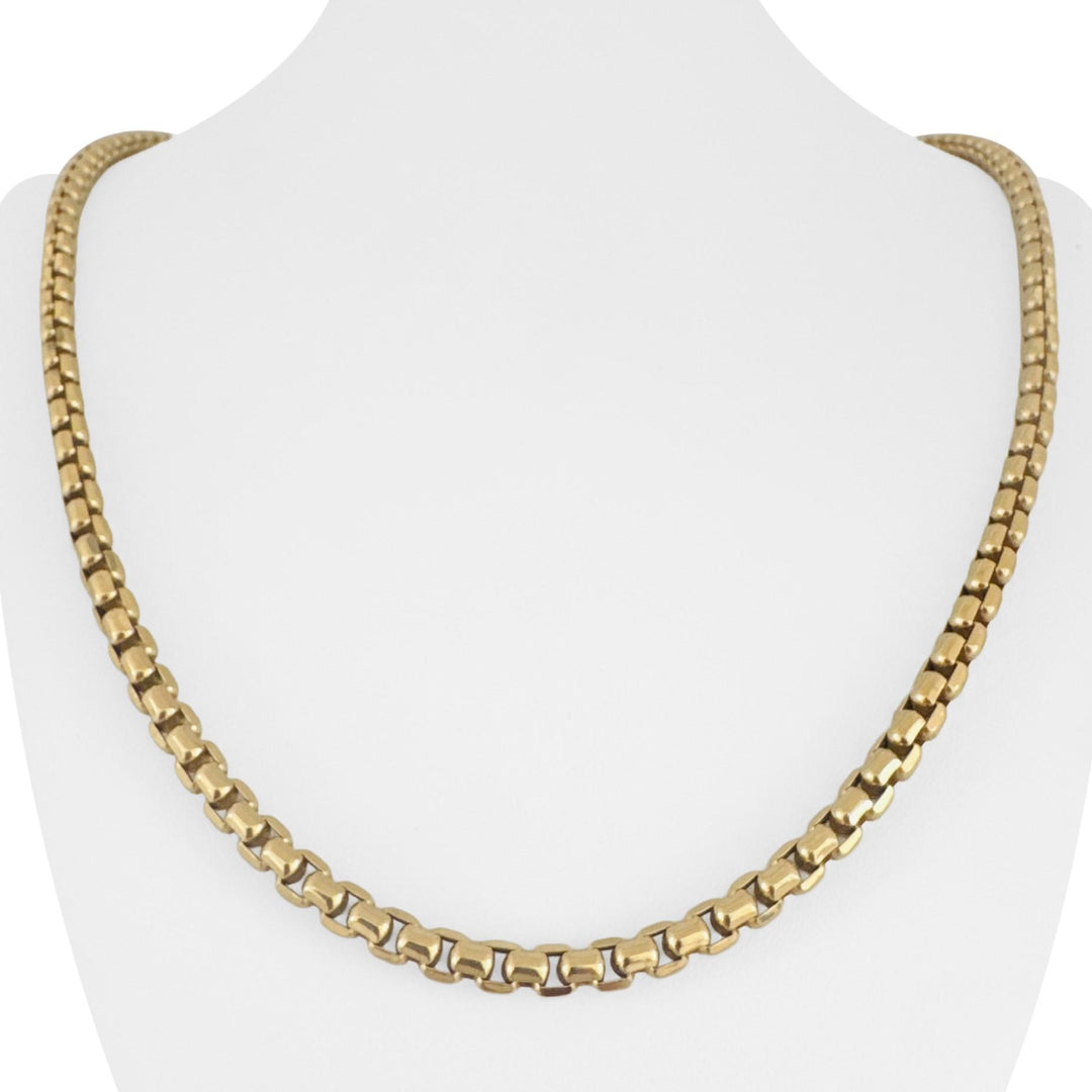 14k Yellow Gold 28.4g Vintage Milor 5mm Rounded Box Link Necklace Italy 24"
