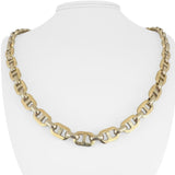 14k Yellow and White Gold 29g Hollow Mariner Link Chain Necklace Italy 24"