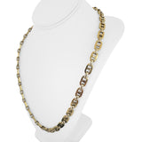 14k Yellow and White Gold 29g Hollow Mariner Link Chain Necklace Italy 24"