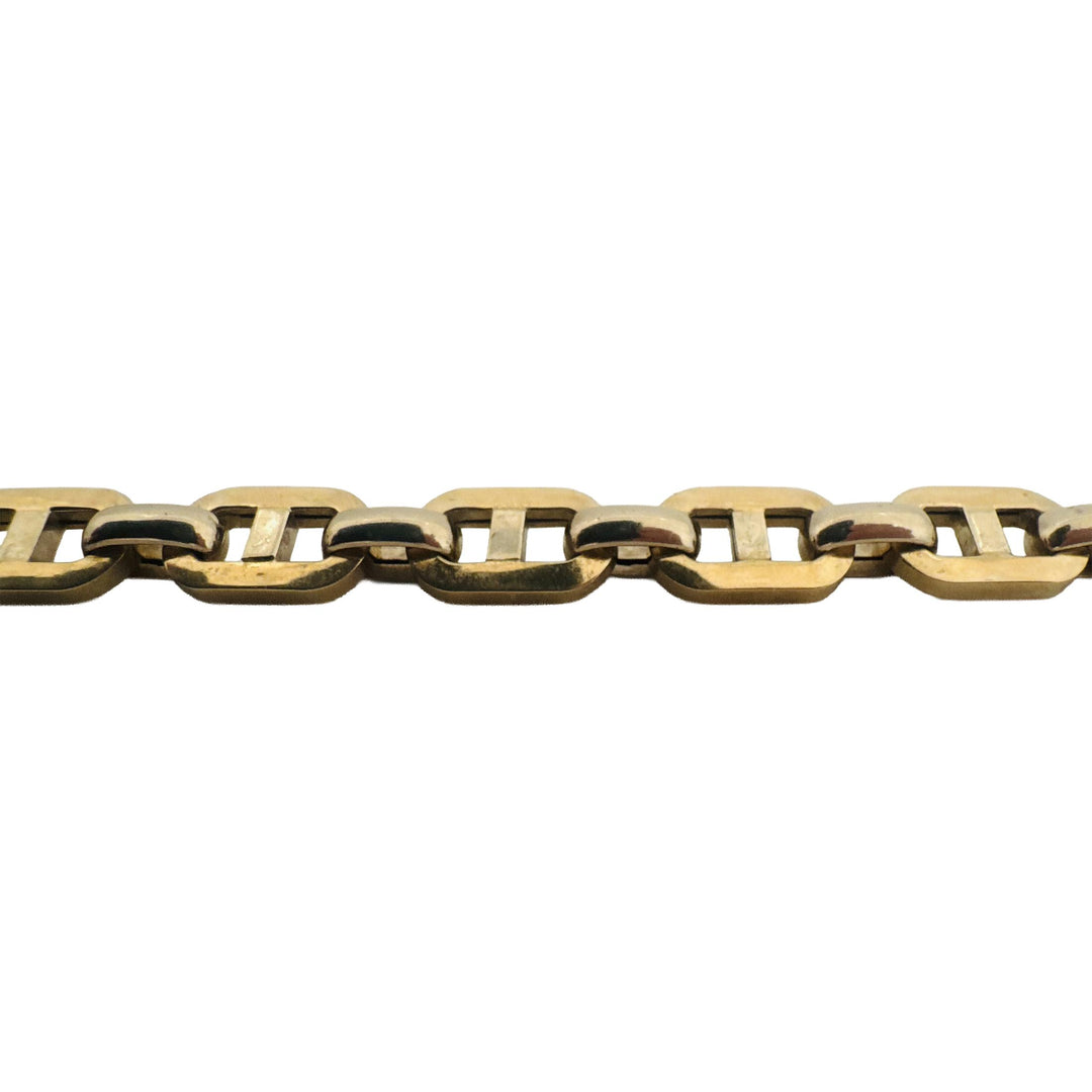 14k Yellow and White Gold 29g Hollow Mariner Link Chain Necklace Italy 24"