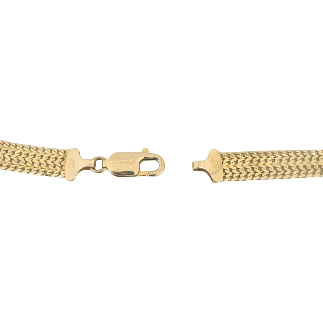 14k Yellow Gold 19.3g Solid Diamond Cut 8mm Fancy Link Mesh Necklace Italy 16"