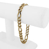 14k Yellow Gold 34.3g Solid Men's 9mm Figaro Link Bracelet Italy 9"