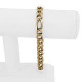 14k Yellow Gold 34.3g Solid Men's 9mm Figaro Link Bracelet Italy 9"