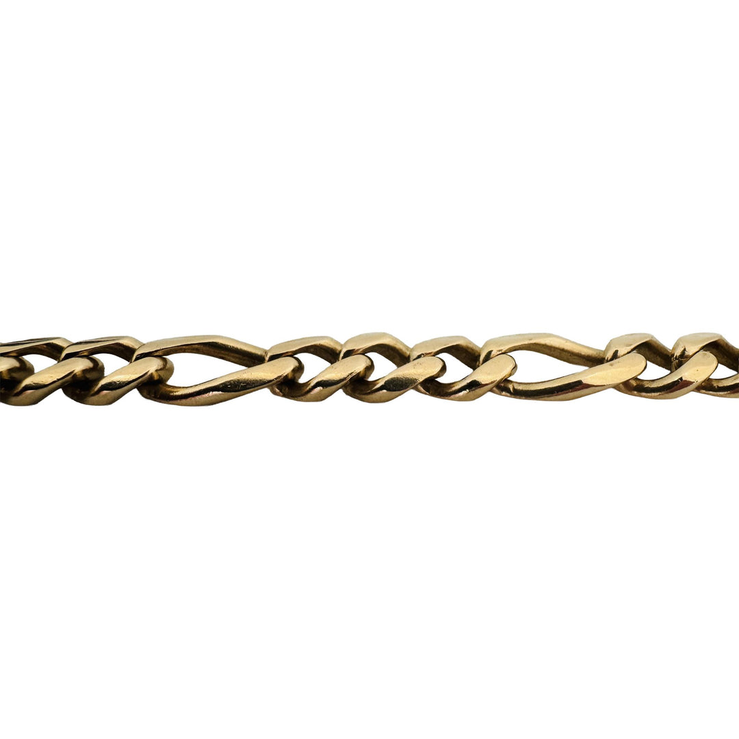 14k Yellow Gold 34.3g Solid Men's 9mm Figaro Link Bracelet Italy 9"