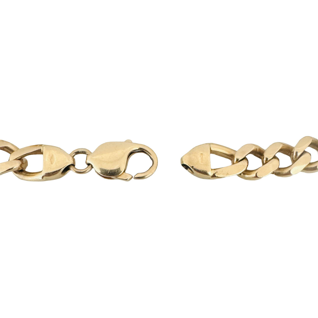 14k Yellow Gold 34.3g Solid Men's 9mm Figaro Link Bracelet Italy 9"