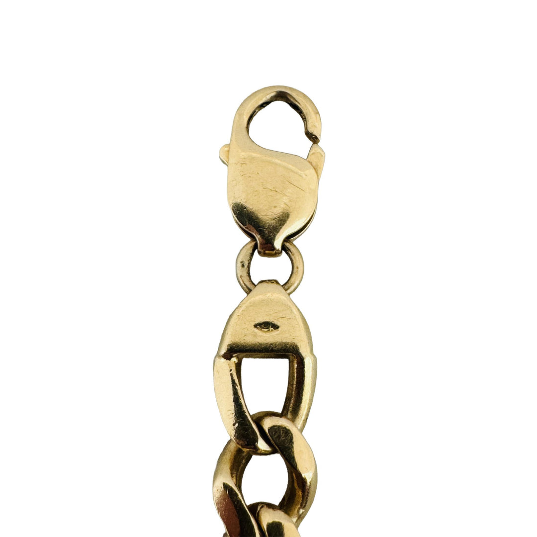 14k Yellow Gold 34.3g Solid Men's 9mm Figaro Link Bracelet Italy 9"
