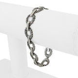14k White Gold 15g Solid Imperial Gold 11mm Beaded Circle Link Bracelet 7"