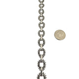 14k White Gold 15g Solid Imperial Gold 11mm Beaded Circle Link Bracelet 7"