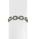 14k White Gold 15g Solid Imperial Gold 11mm Beaded Circle Link Bracelet 7"