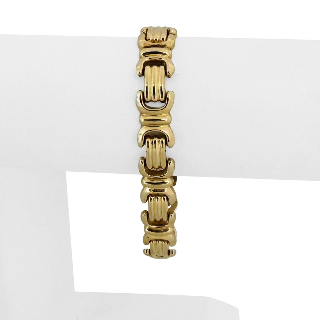 14k Yellow Gold 18.9g Ladies Polished 10mm Fancy Link Bracelet Italy 7.5"