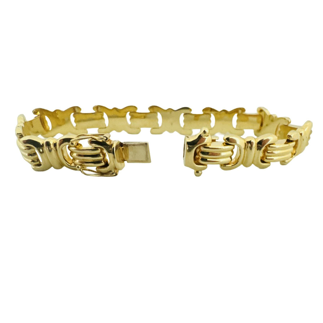 14k Yellow Gold 18.9g Ladies Polished 10mm Fancy Link Bracelet Italy 7.5"