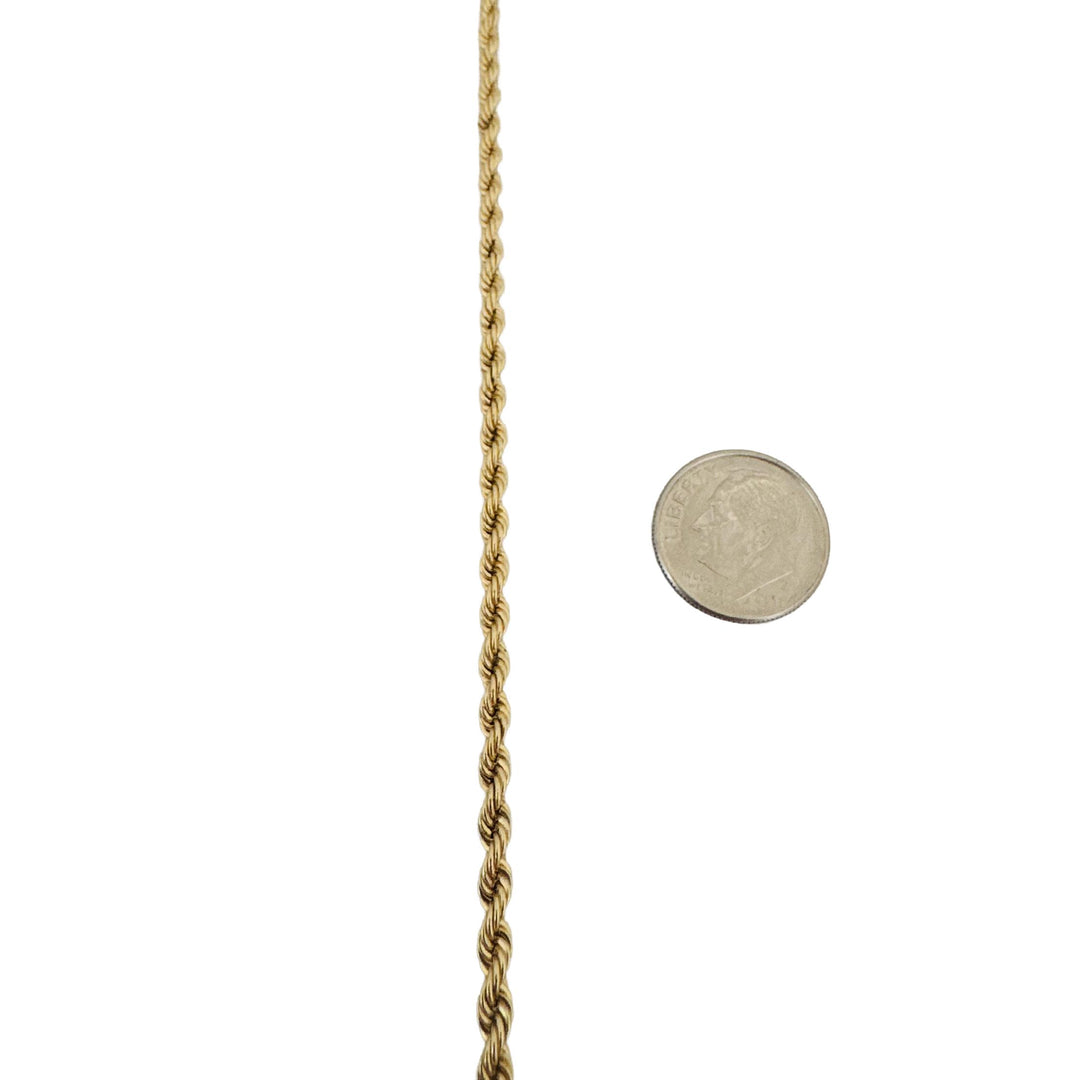 14k Yellow Gold 26g Solid Long 3mm Rope Chain Necklace 30"