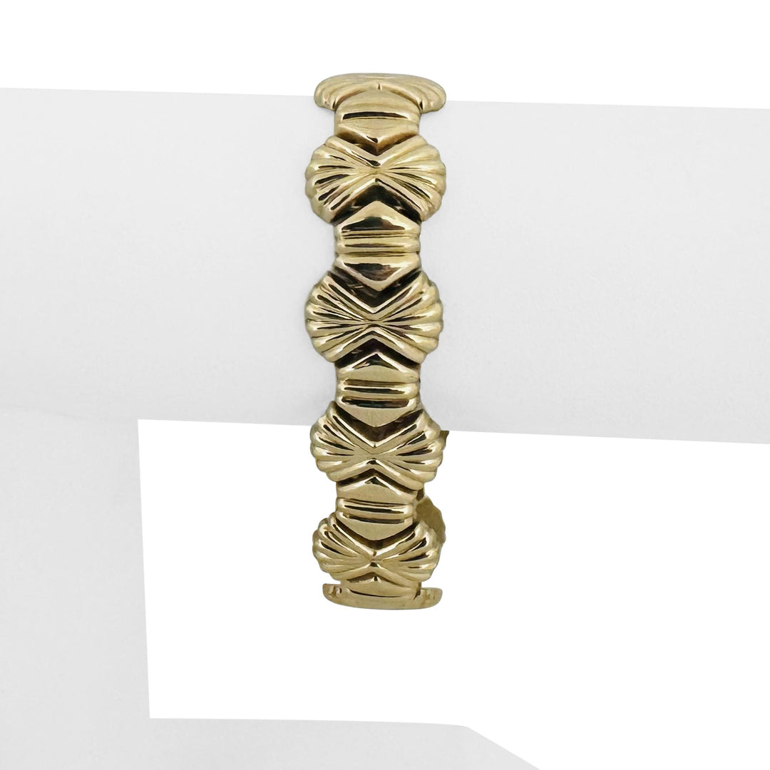 14k Yellow Gold 25.6g Ladies Polished 16mm Fancy  Link Bracelet Italy 7"
