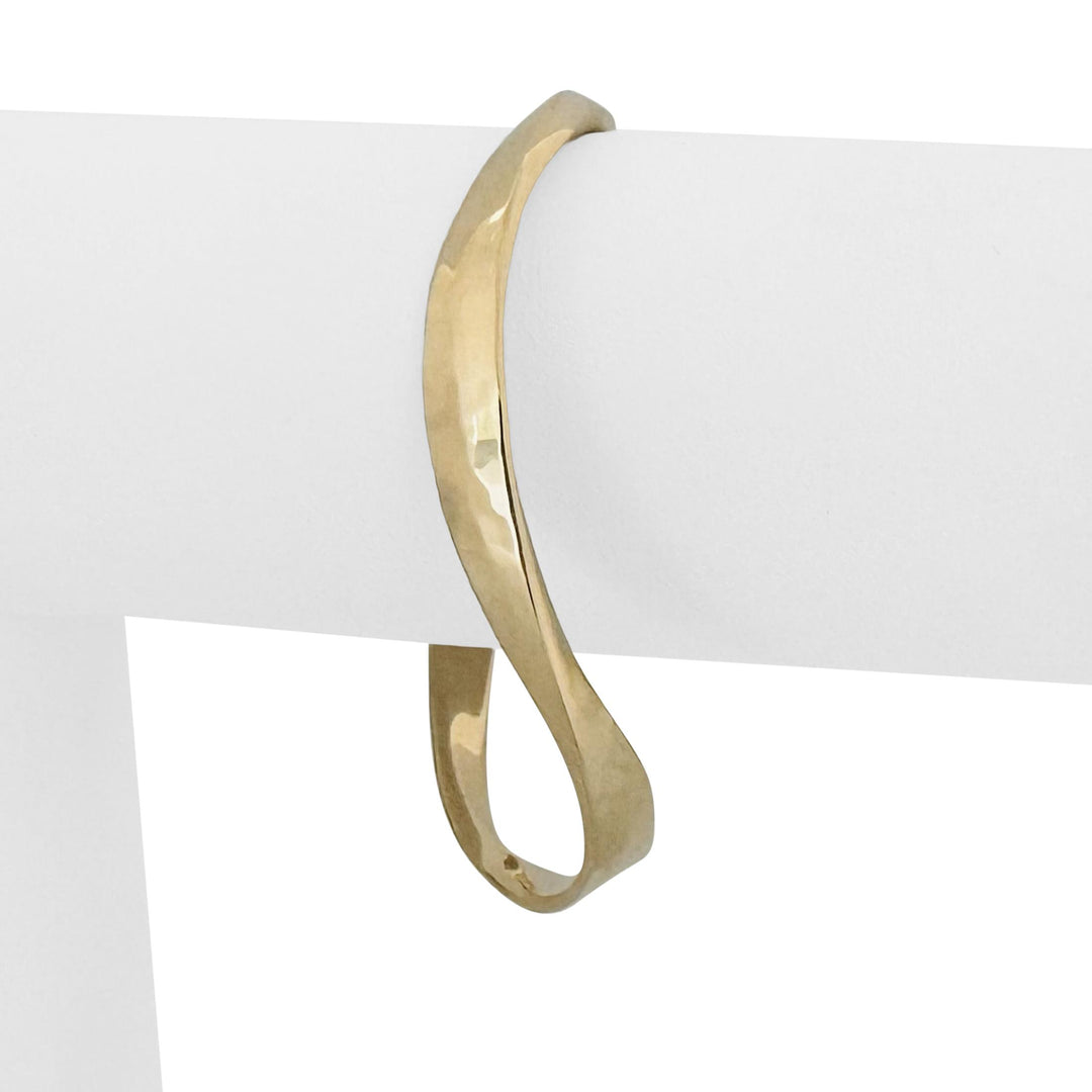 Tom Odell 14k Yellow Gold 20g Solid Hammered Abstract Cuff Bracelet 7"