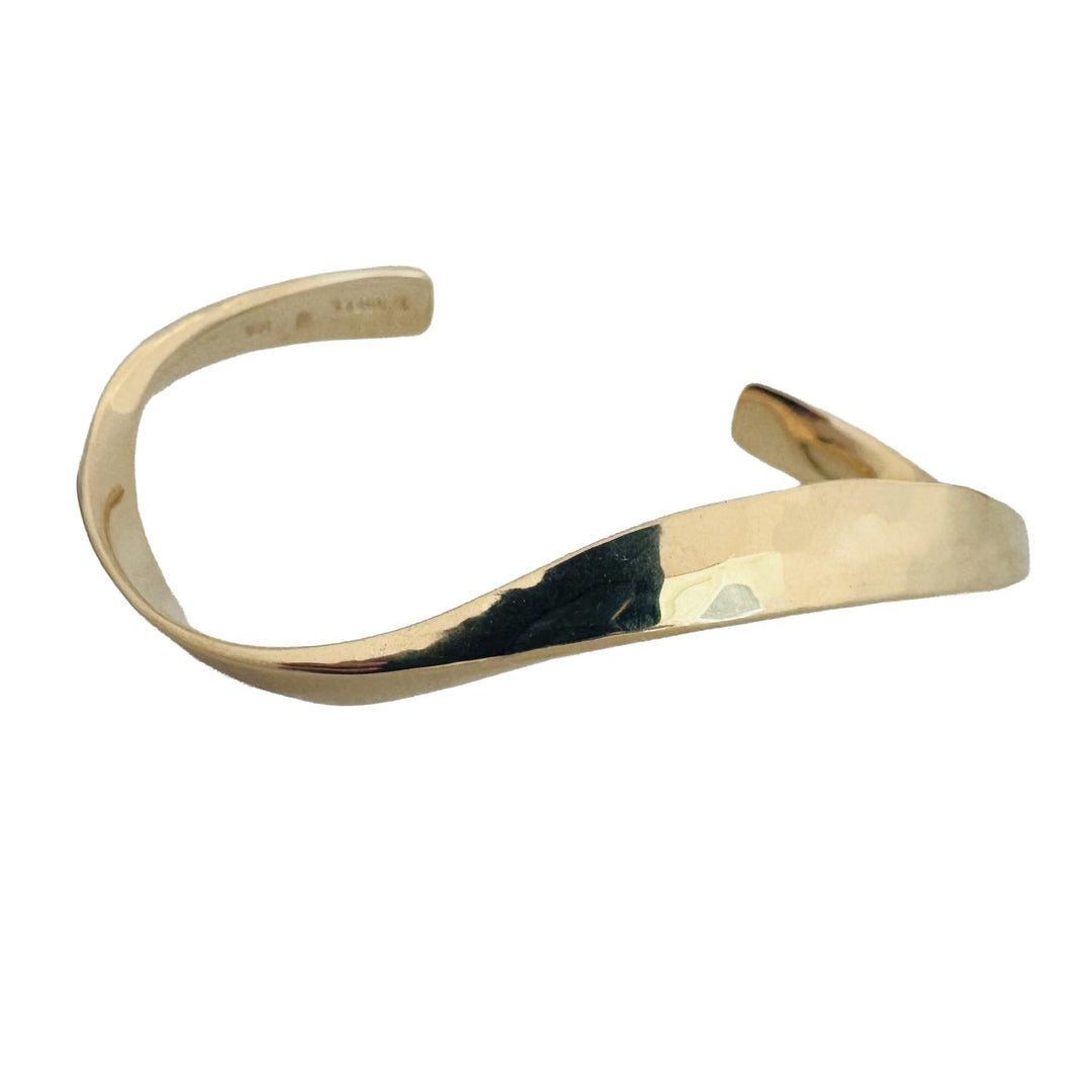 Tom Odell 14k Yellow Gold 20g Solid Hammered Abstract Cuff Bracelet 7"