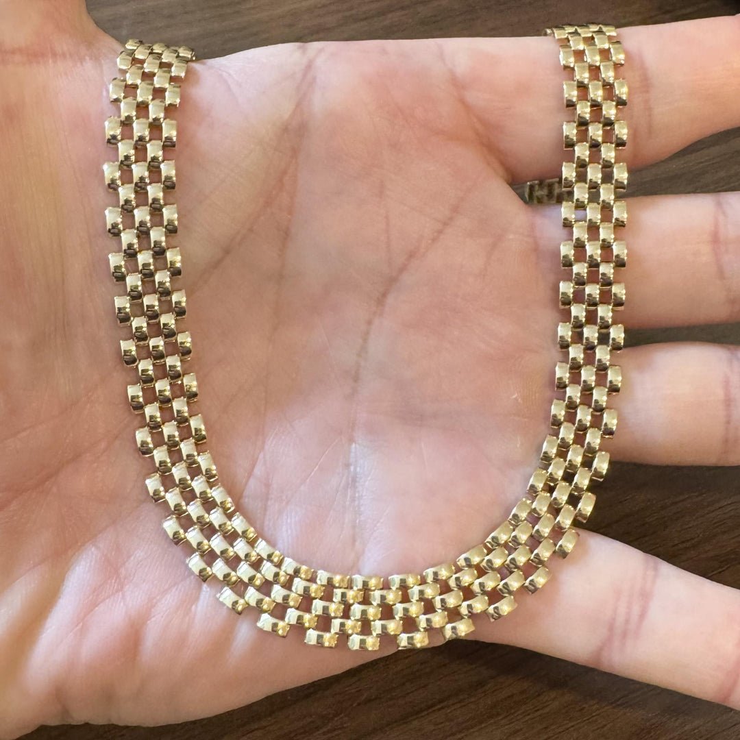 14k Yellow Gold 32.5g Heavy Ladies 10mm Panther Link Necklace Italy 16"