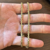 14k Yellow Gold 32.4g Solid Heavy 3mm Squared Byzantine Link Necklace 20"