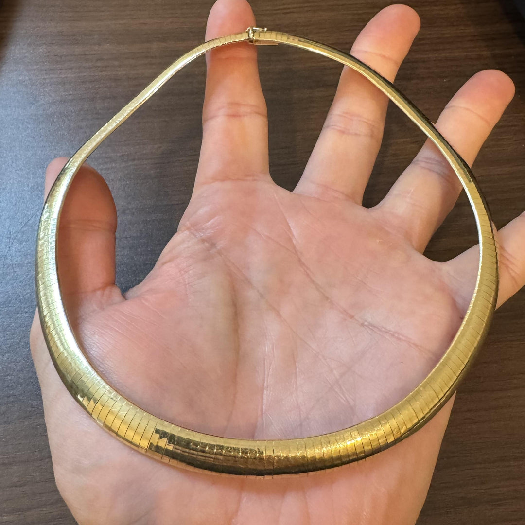 14k Yellow Gold 59.7g Solid Heavy 10mm Omega Link Necklace Italy 17"