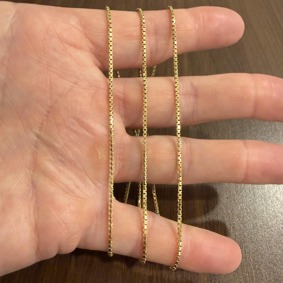 14k Yellow Gold 11g Solid Long 1.5mm Box Link Chain Necklace Italy 30"