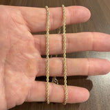 14k Yellow Gold 10g Solid Ladies 2.5mm Diamond Cut Rope Chain Necklace 18"